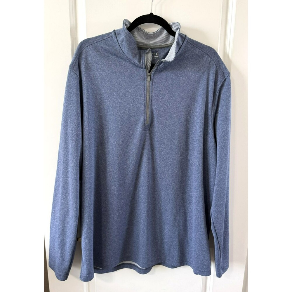 Maelreg 1/4Zip Performance Pullover Blue heather Stretch UPF 30+ NWOT 2X